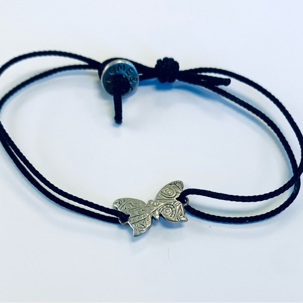 Me & Ro Silver Butterfly Cord Bracelet